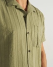 Closeup detail view of Men's Dobby Camp Shirt - Sage