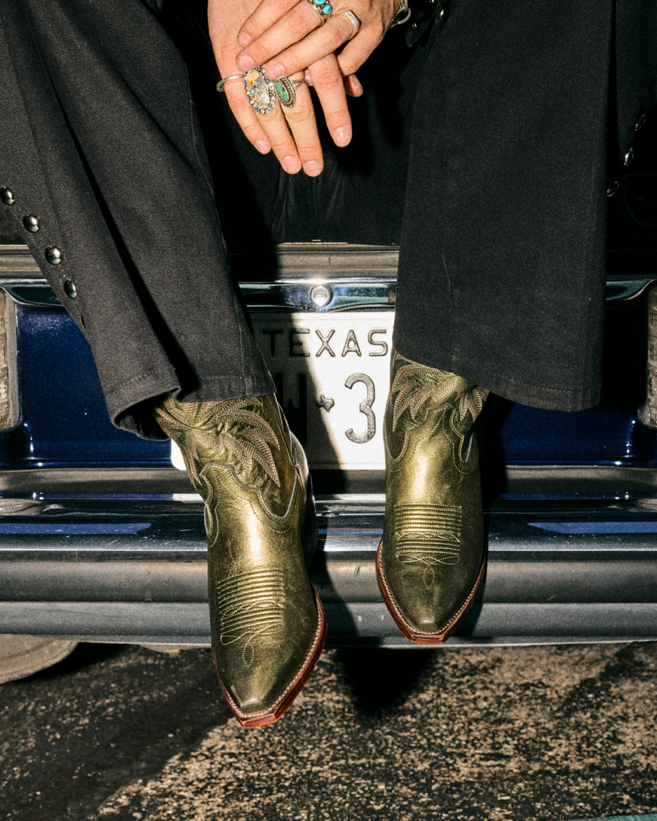 View of The Sadie - Olive Cowhide