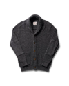 Closeup detail view of Men's Shawl Collar Cardigan Sweater - Dark Gray Heather