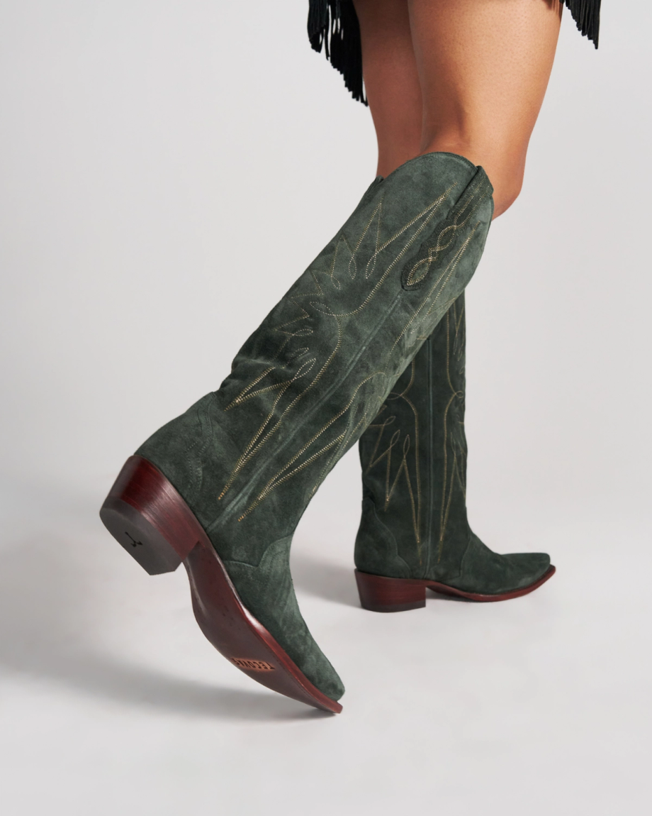 View of The Loretta - Hunter Green Suede