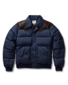 Front view of Men's Western Puffer Jacket - Navy on plain background