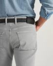 Back view of Men's Slim Straight Stretch Twill - Light Gray on model