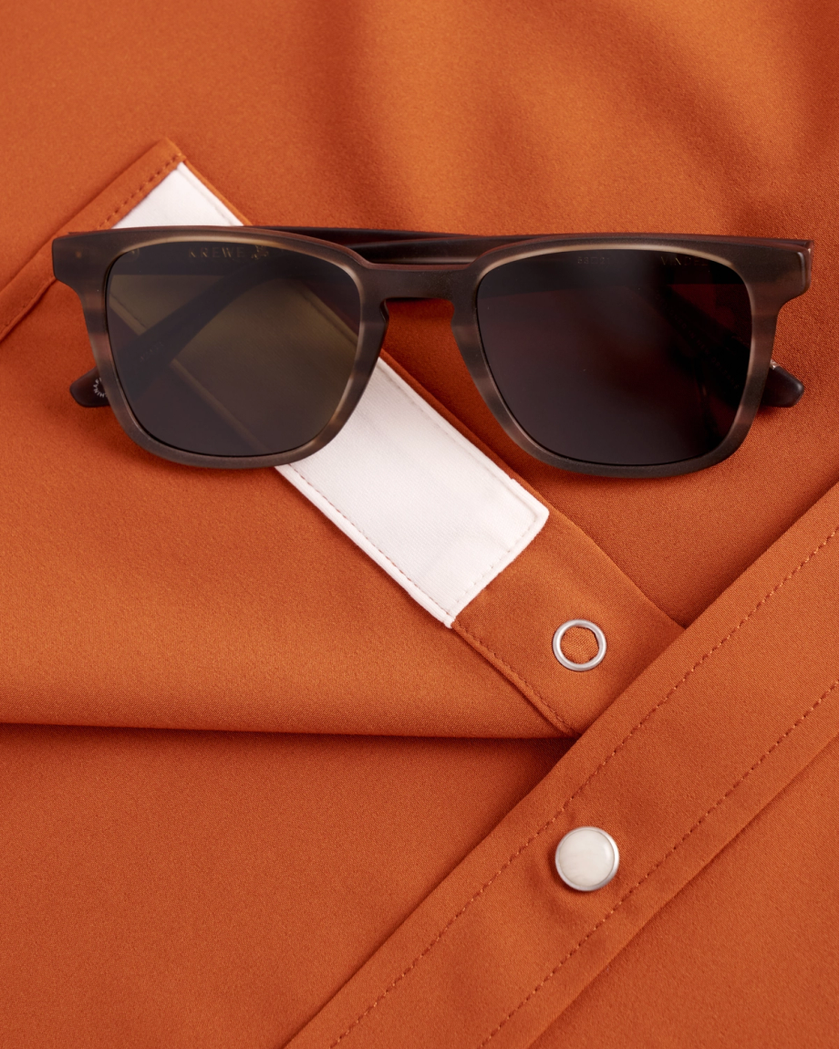 Closeup detail view of Men's Performance Western Pearl Snap - Burnt Orange