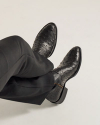 close up of Dean Midnight Black Zip Cowboy Boot on a man's feet 