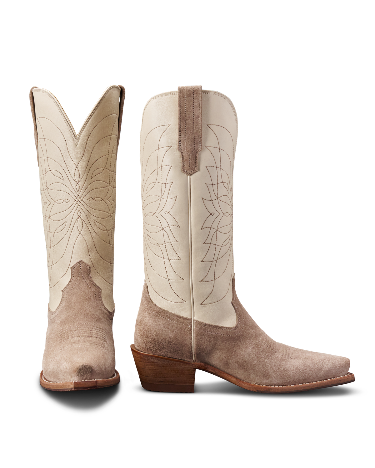 The Annie Snip Toe Cowgirl Boot - White suede | Tecovas