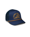 Quarterfront view of Tecovas Truck 5 Panel High Pro Trucker - Navy on plain background
