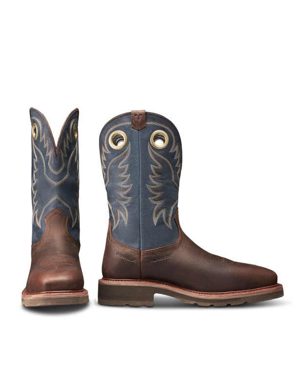 Pair view of LongHaul Waterproof Square Composite Toe Work Boot - Rust Cowhide on plain background