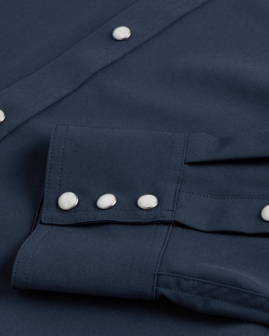 Closeup detail view of Men's Performance Western Pearl Snap - Navy