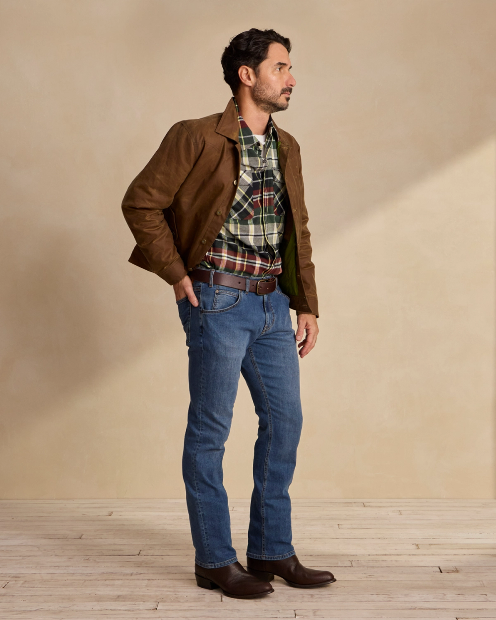 Buckaroo Waxed Canvas Trucker Jacket Tobacco Tecovas