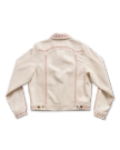Back view of Women's Embroidered Mechanic's Jacket - Natural Denim on plain background
