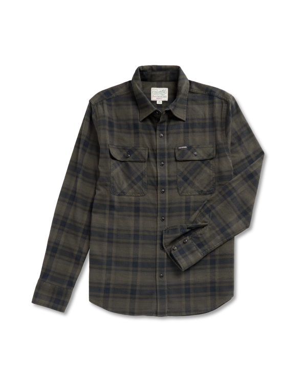 Front view of Men's Essential Flannel - Black/Gray on plain background