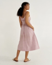 Back view of Women's Tank Tiered Midi Dress - Purple Cotton on model