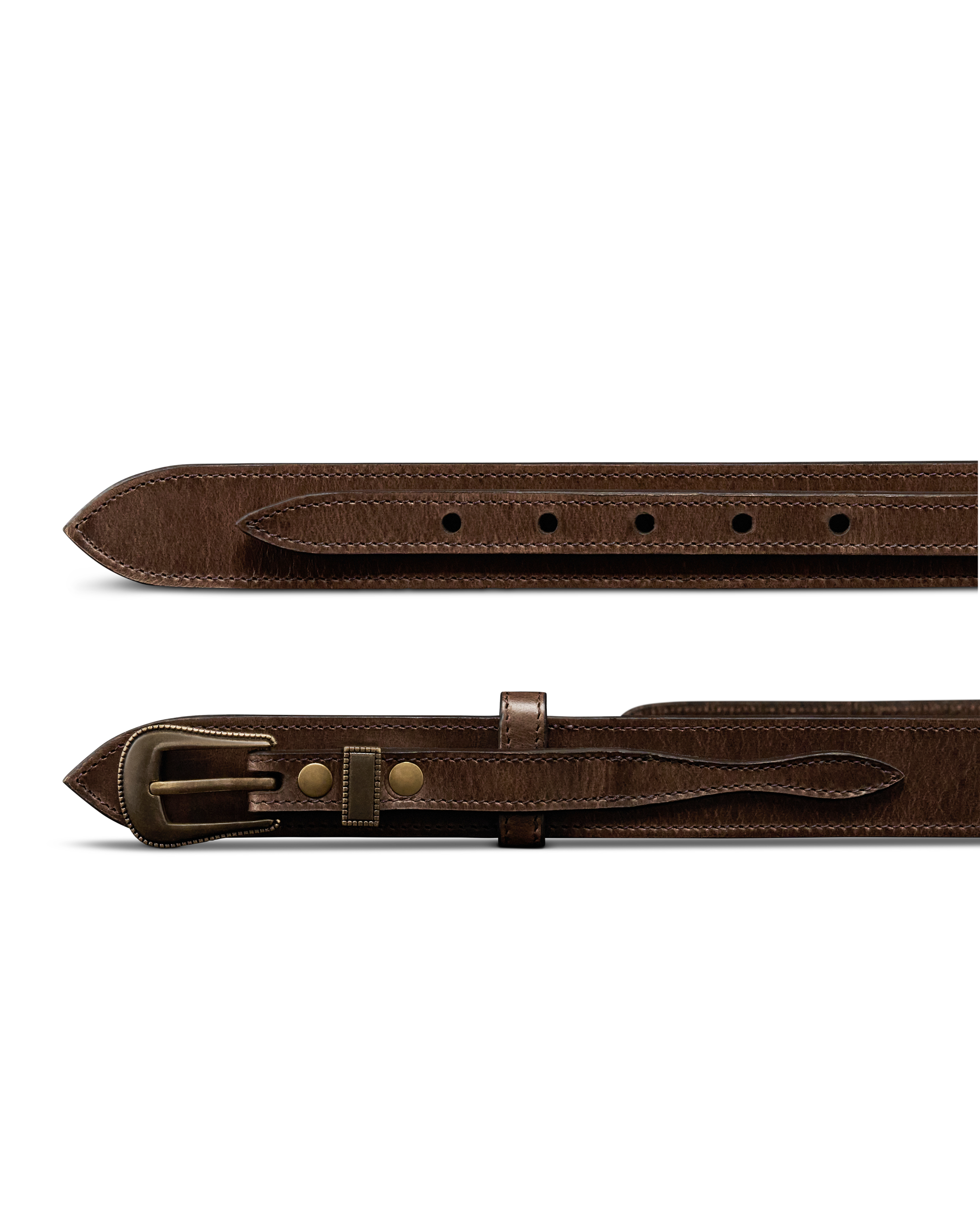 Closeup view of Men's Ranger Belt - Dark Brown