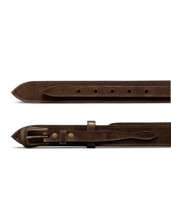 Closeup view of Men's Ranger Belt - Dark Brown