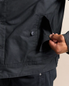 Closeup view of Buckaroo Waxed Canvas Trucker Jacket - Black