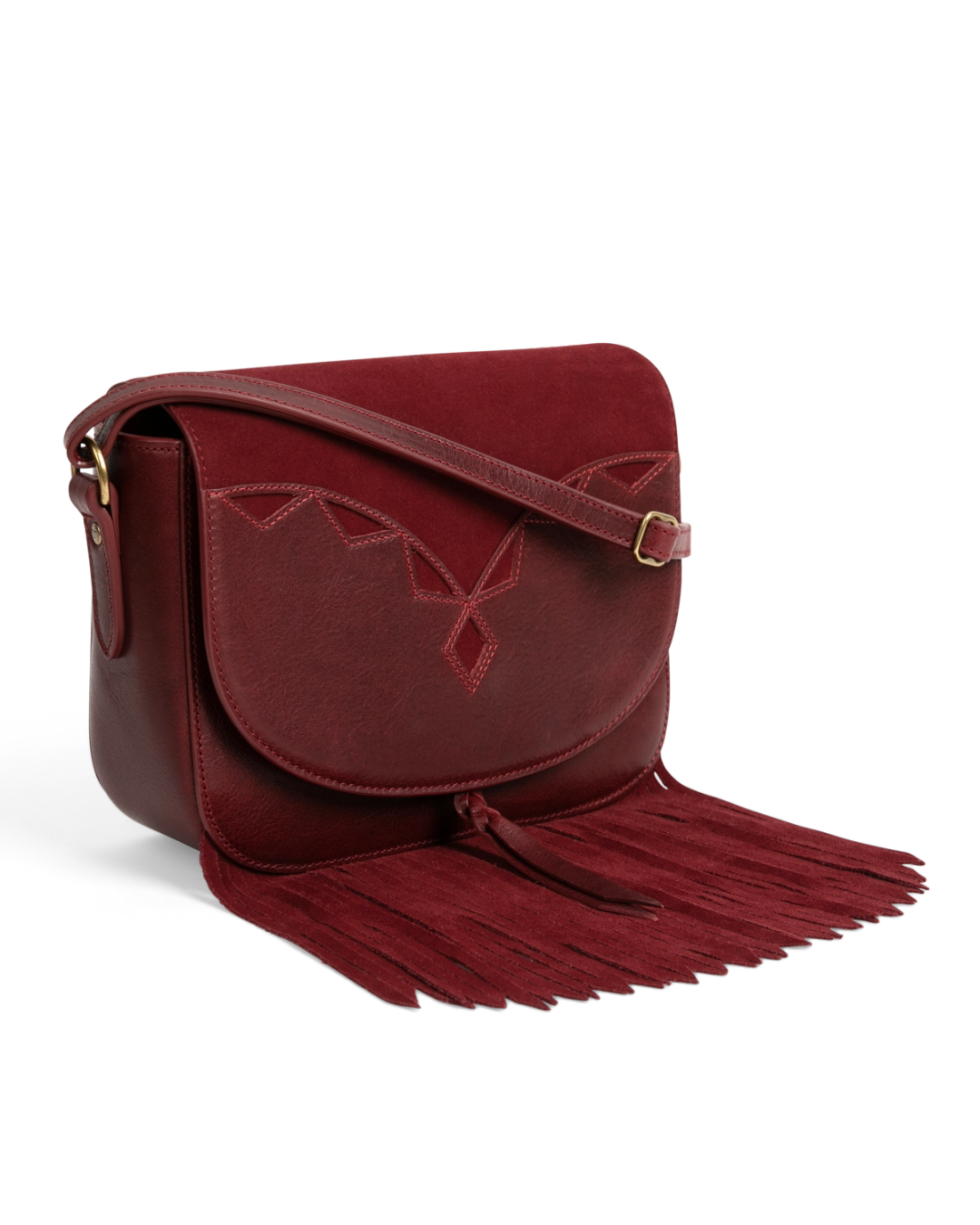 Cary small fringed leather saddle bag sale