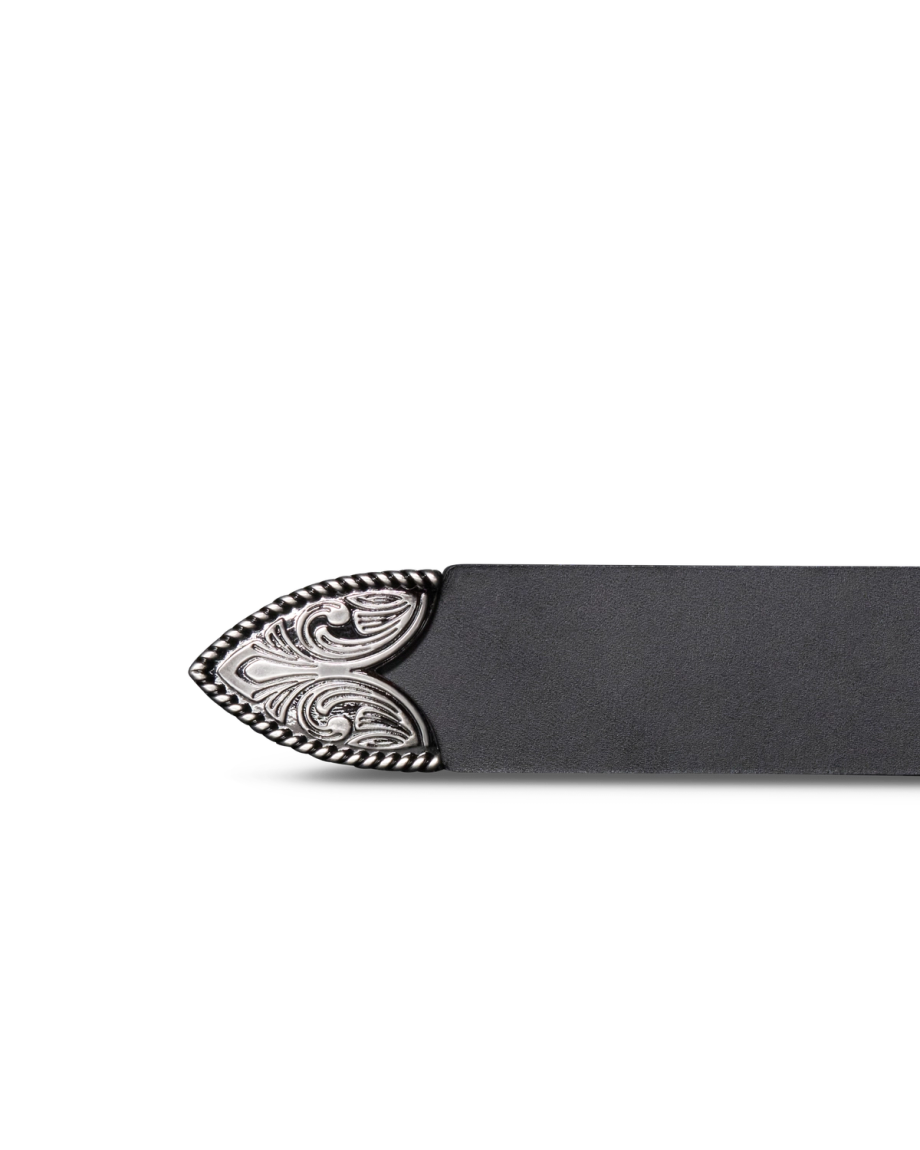 Closeup view of Women's Western 3 Piece Belt - Black