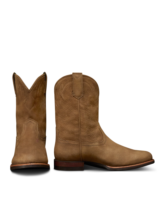 Pair view of The Glen - Light Mesquite Cowhide on plain background