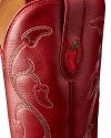 Closeup view of The Booth Boot - Chili's Booth Red Vinyl
