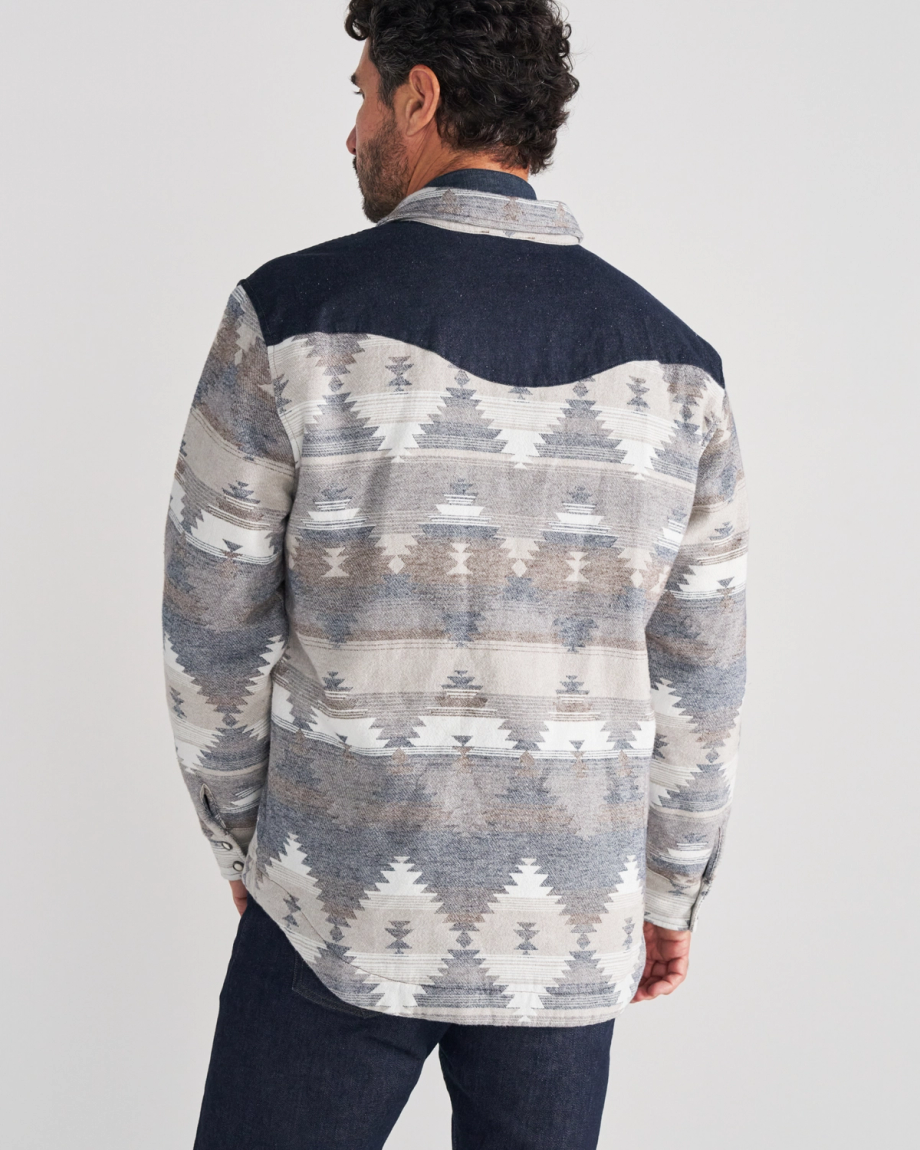 Back view of Men's Southwest Shacket - Multi on model