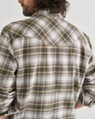Back view of Men's Everyday Flannel LS - Whisper White / Cactus on model