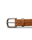 Front view of Men's Caiman Belt II - Caramel on plain background