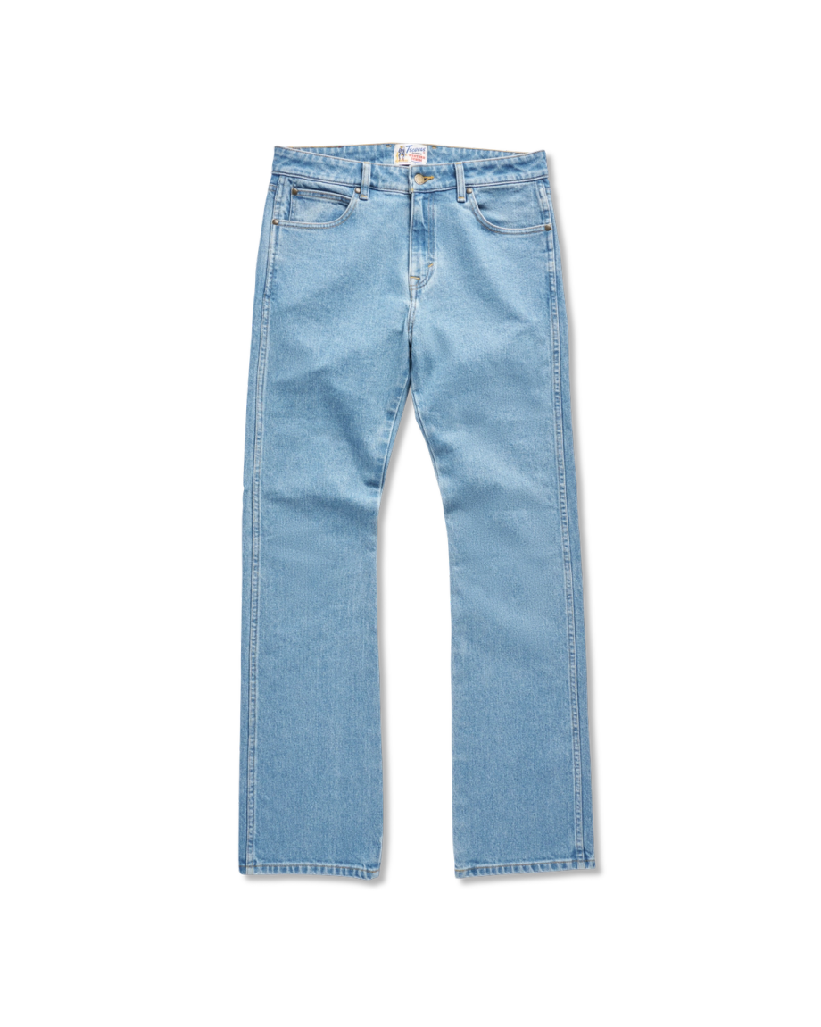 Front view of Men's Modern Bootcut Heritage Denim - Light Blue on plain background