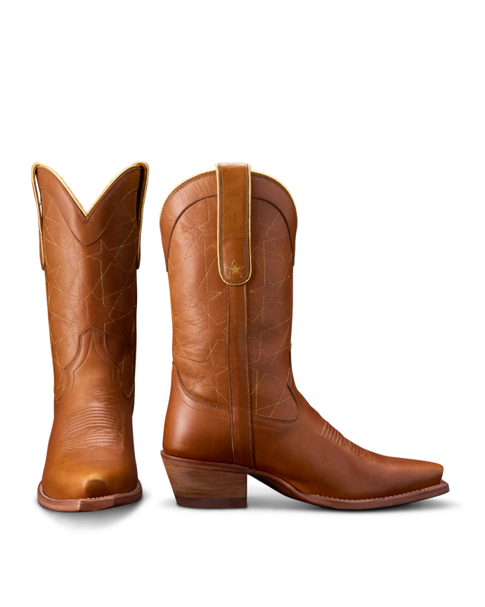 Pair view of The Sadie - Honey / Gold Cowhide on plain background