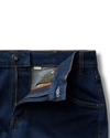 Closeup detail view of Men's Rugged Standard Jeans - Dark