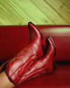 View of The Booth Boot - Chili's Booth Red Vinyl