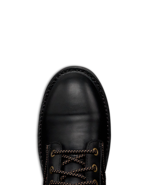 Toe view of LongHaul Waterproof Lace Up Composite Toe Work Boot - Midnight on plain background