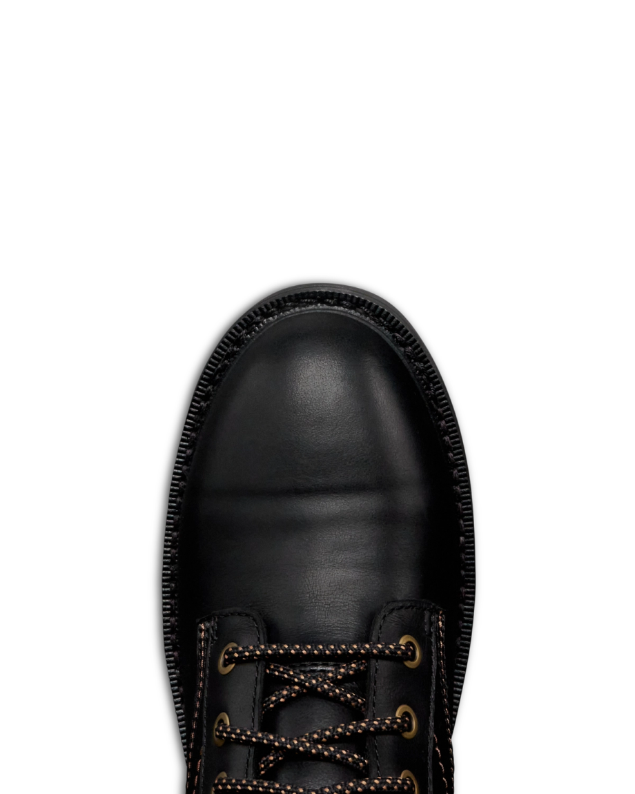 Toe view of LongHaul Waterproof Lace Up Composite Toe Work Boot - Midnight on plain background