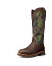 Quarterfront view of Tecovas x Mossy Oak Snake Boot - Full Foliage Cowhide on plain background