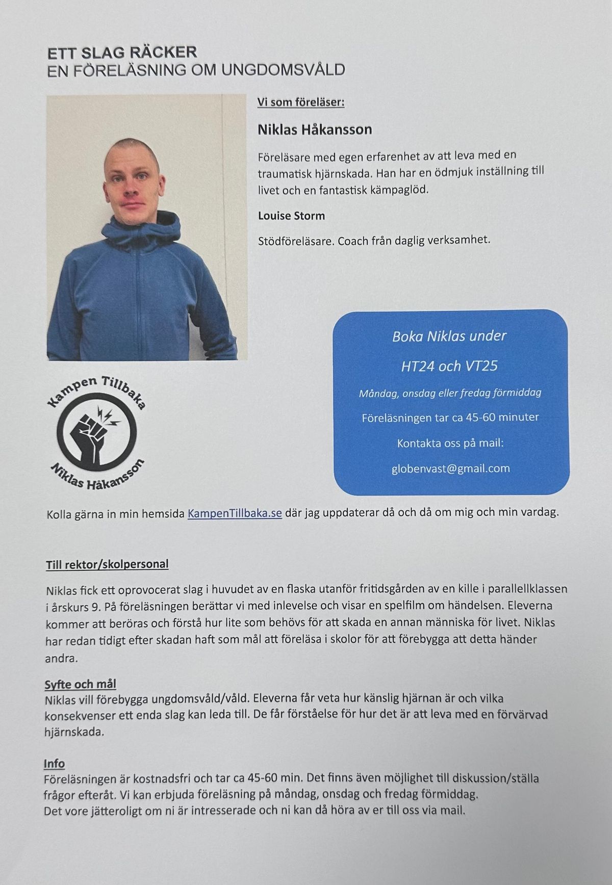 Boka mig för föreläsning - Ett slag räcker
