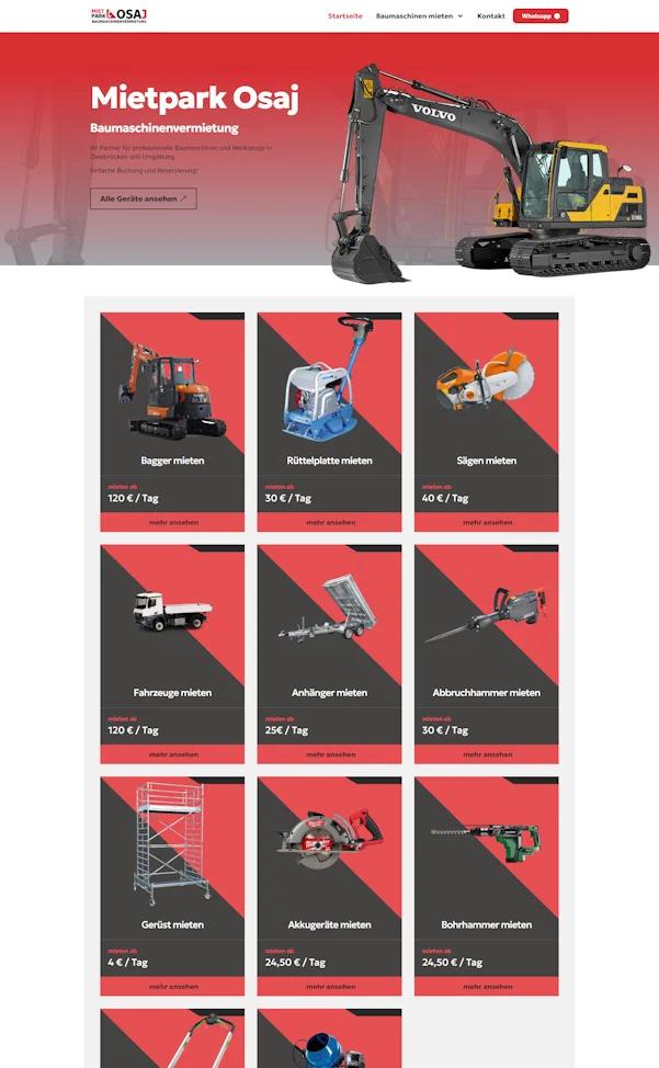 Webseite von Mietpark Osaj