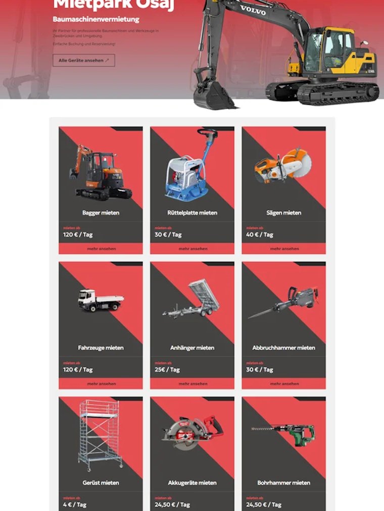 Webseite von Mietpark Osaj