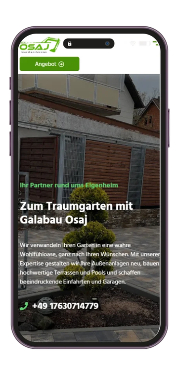 Webseite von Galabau Osaj