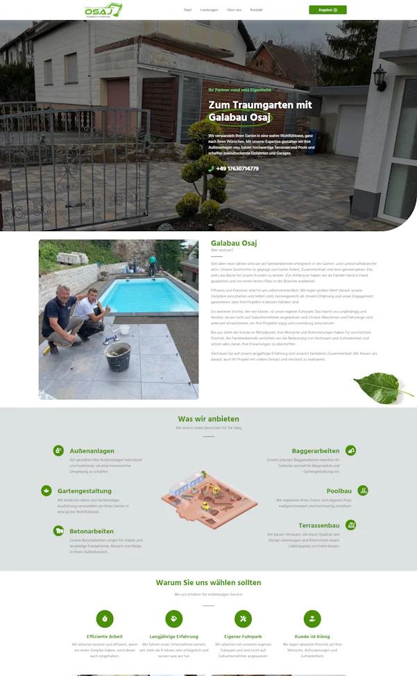 Webseite von Galabau Osaj