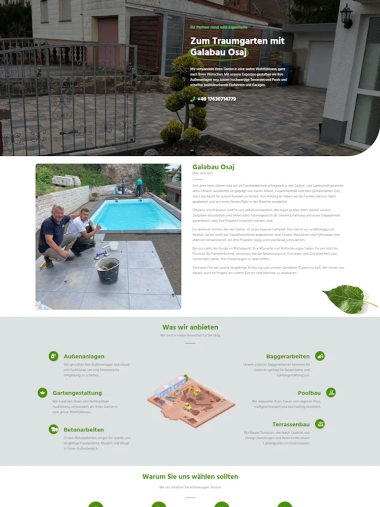 Webseite von Galabau Osaj