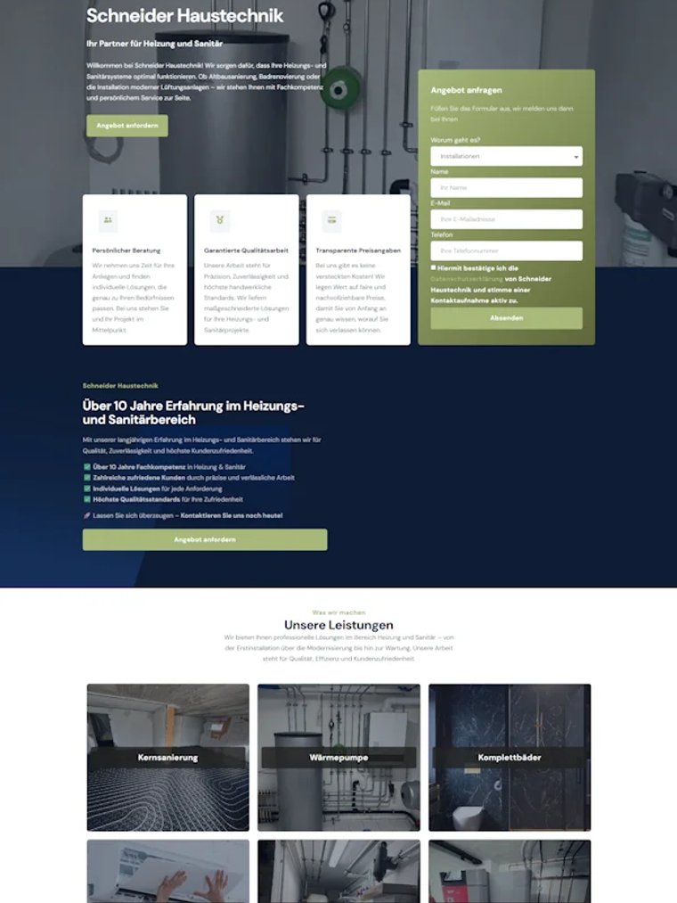 Webseite von Schneider Haustechnik