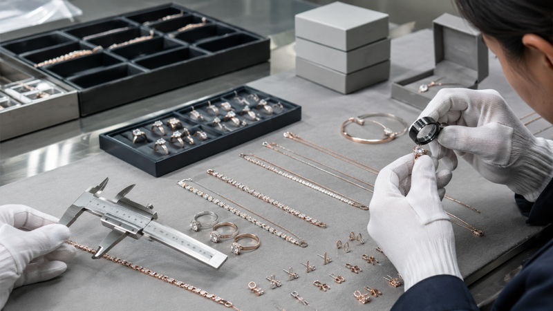 Dimensions, stone setting, plating appearance, polishing