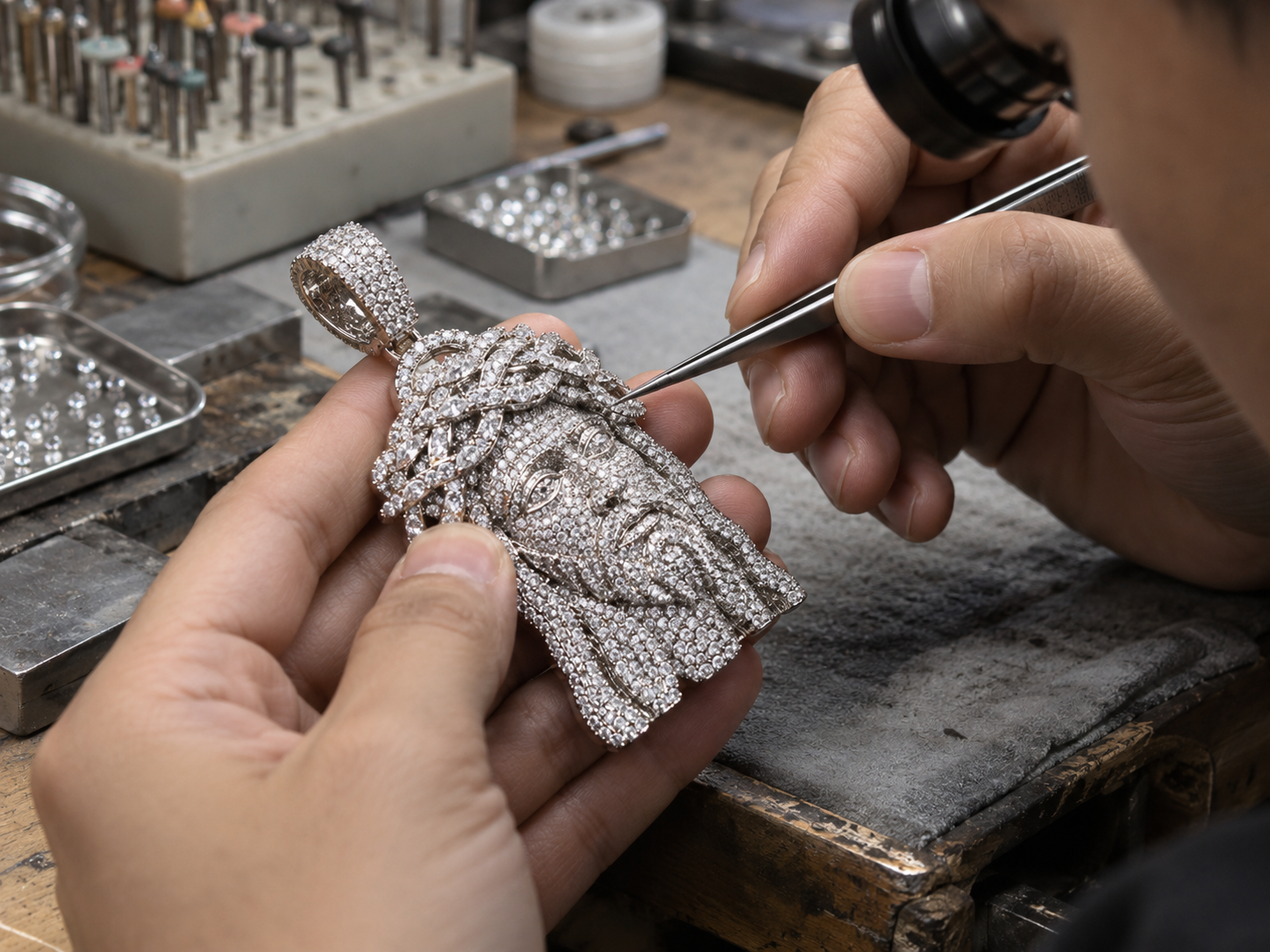 ensuring each stone is securely set without noticeable looseness or misalignment.