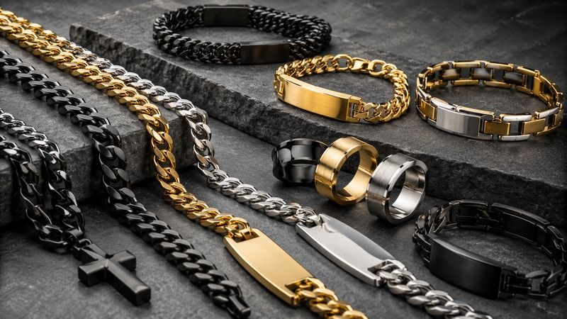 Stainless steel works particularly well for chains, bracelets, men’s jewelry