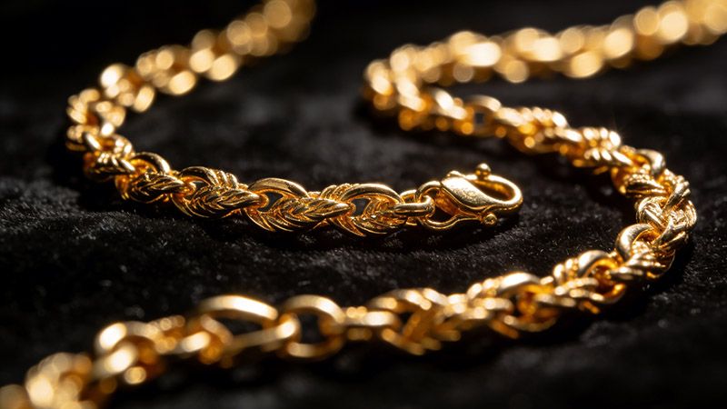 18K gold is often used in high-end and designer chains due to its visual appeal.