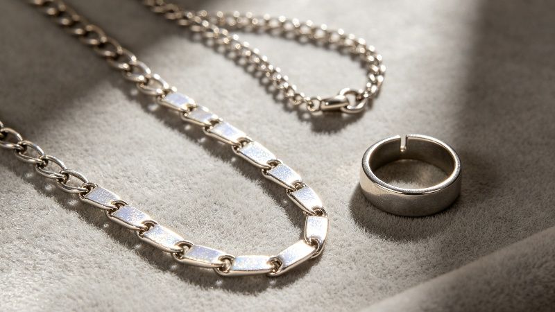 This category includes silver-plated jewelry where a thin silver layer is applied over a base metal core.