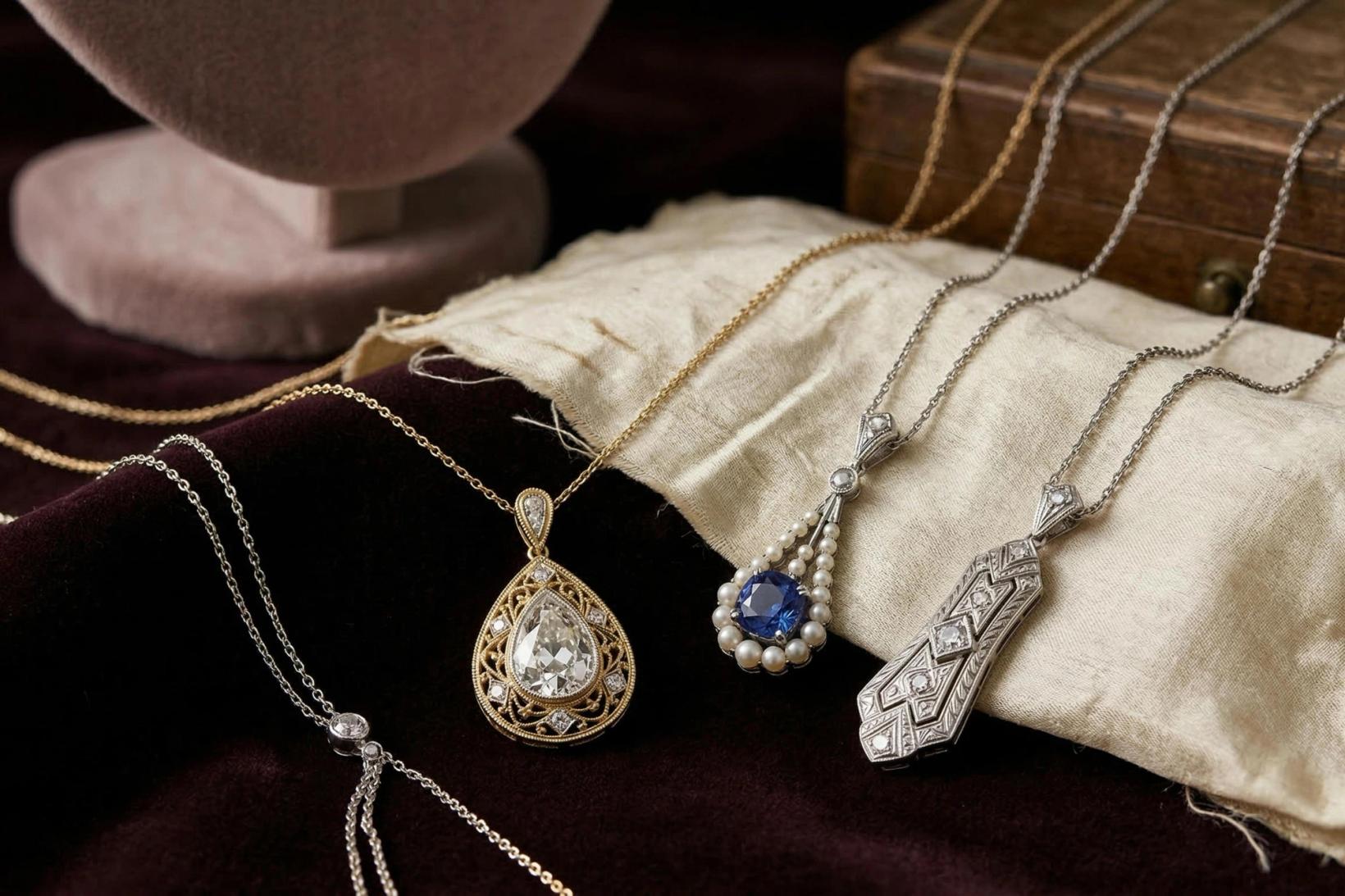Different styles of necklace pendants