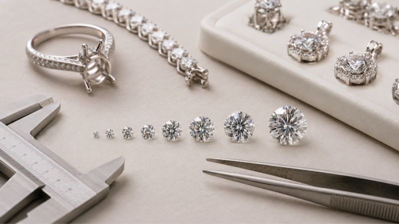For B2B buyers, carat weight and millimeter size should be confirmed together.