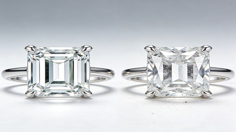 Why edoes merald cut moissanite look cleaner than a diamond