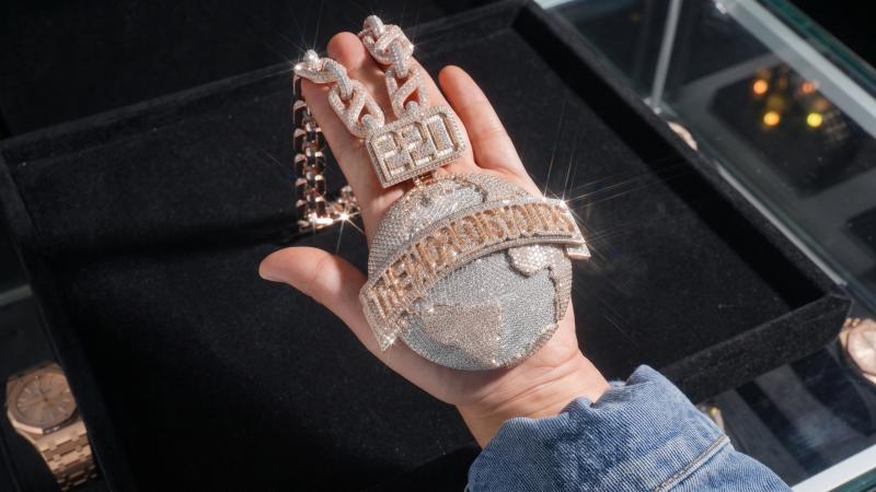 Custom 3D character hip hop pendant with detailed stone setting