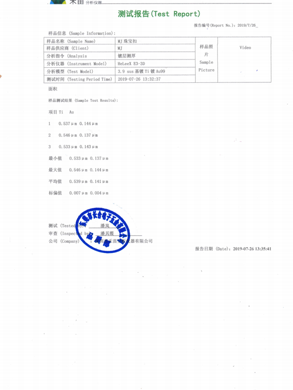 plating thickness tested